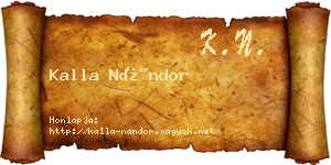 Kalla Nándor névjegykártya