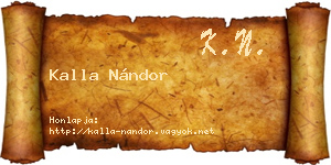 Kalla Nándor névjegykártya